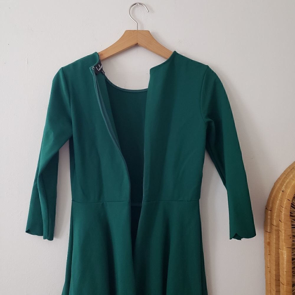 Lulu's Cumulonimbus Clouds Scalloped Hem Dress Green M - Picture 2 of 8